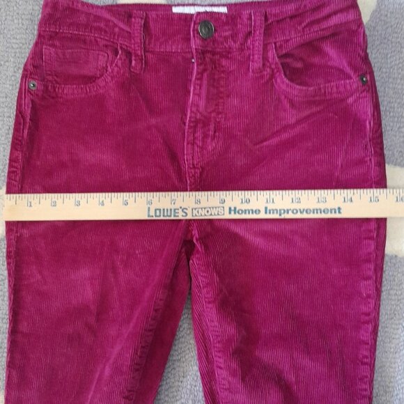 Current/Elliott High Waist Stiletto Cords In Aster Size 26 Magenta Crop Skinny - Picture 8 of 12